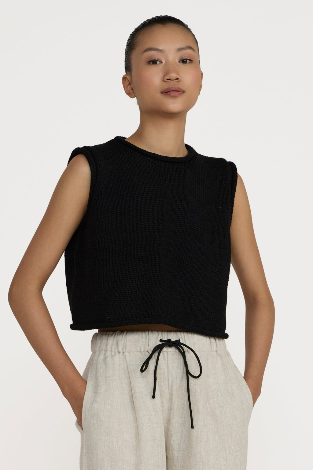 Cropped Knit Tank - Black – LAUDE the Label