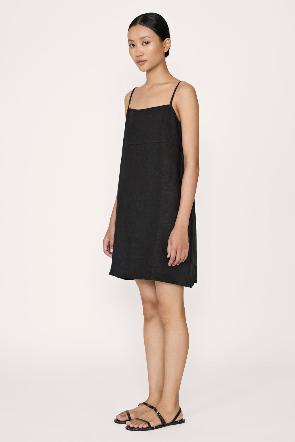 【送料&関税込】ChloAC Black Linen Blend Mini Dress High-Neck Linen-Blend Mini Dress curated on LTK