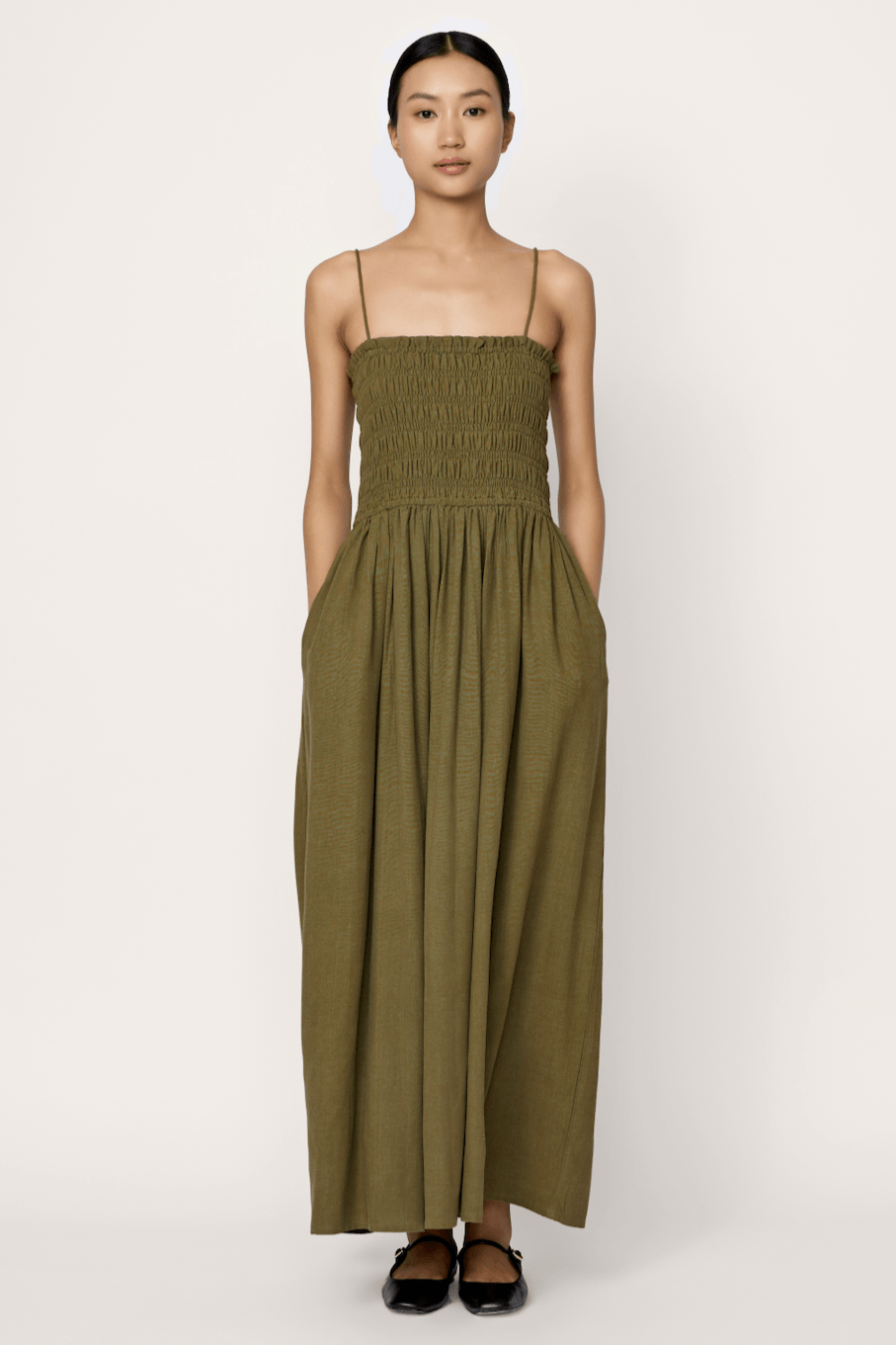 Strappy Bodice Dress - Olive Branch LAUDE the Label Strappy Bodice Dress - Olive Branch LAUDE the Label