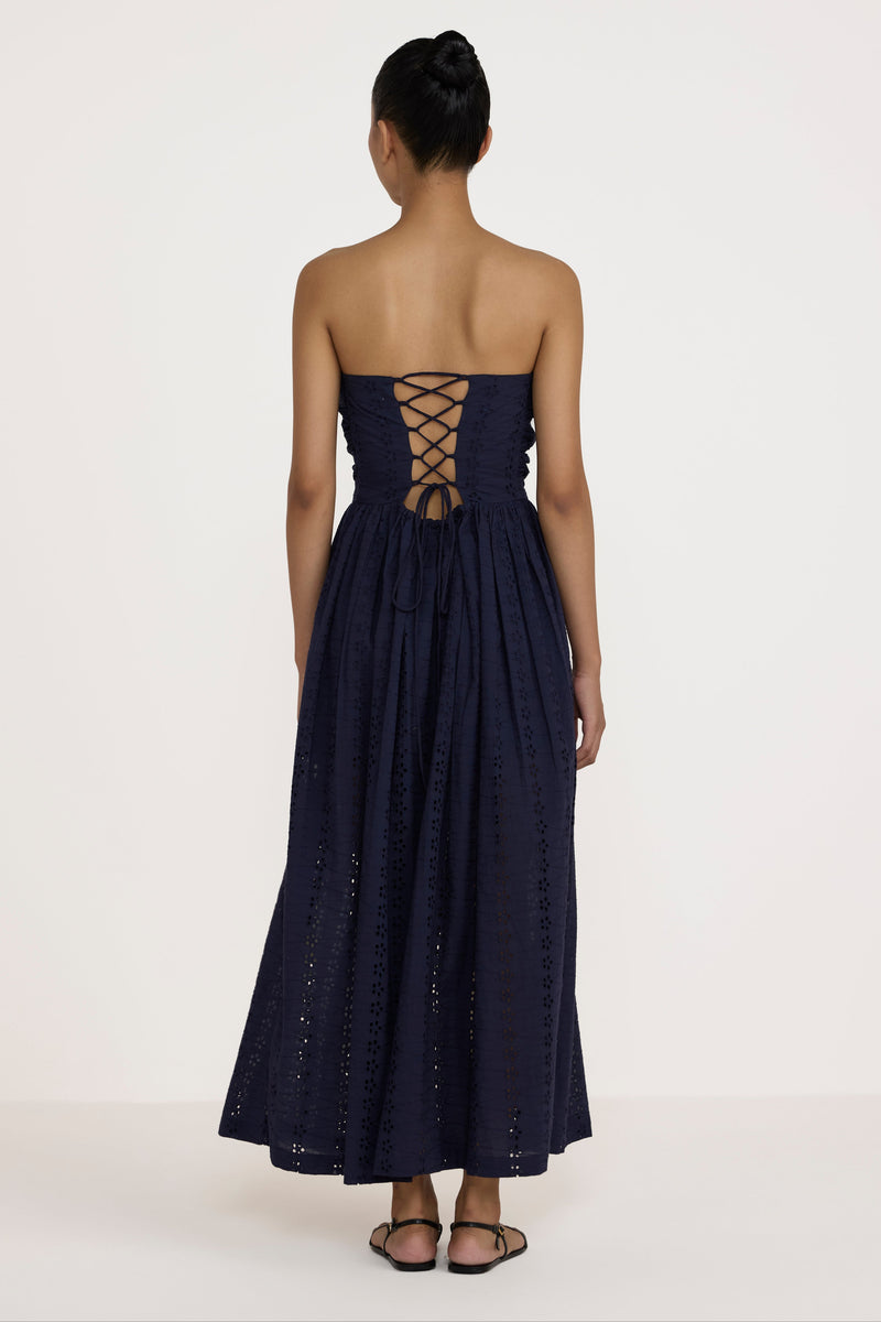 Strapless Tie Back Dress - Navy Lace  LAUDE the Label
