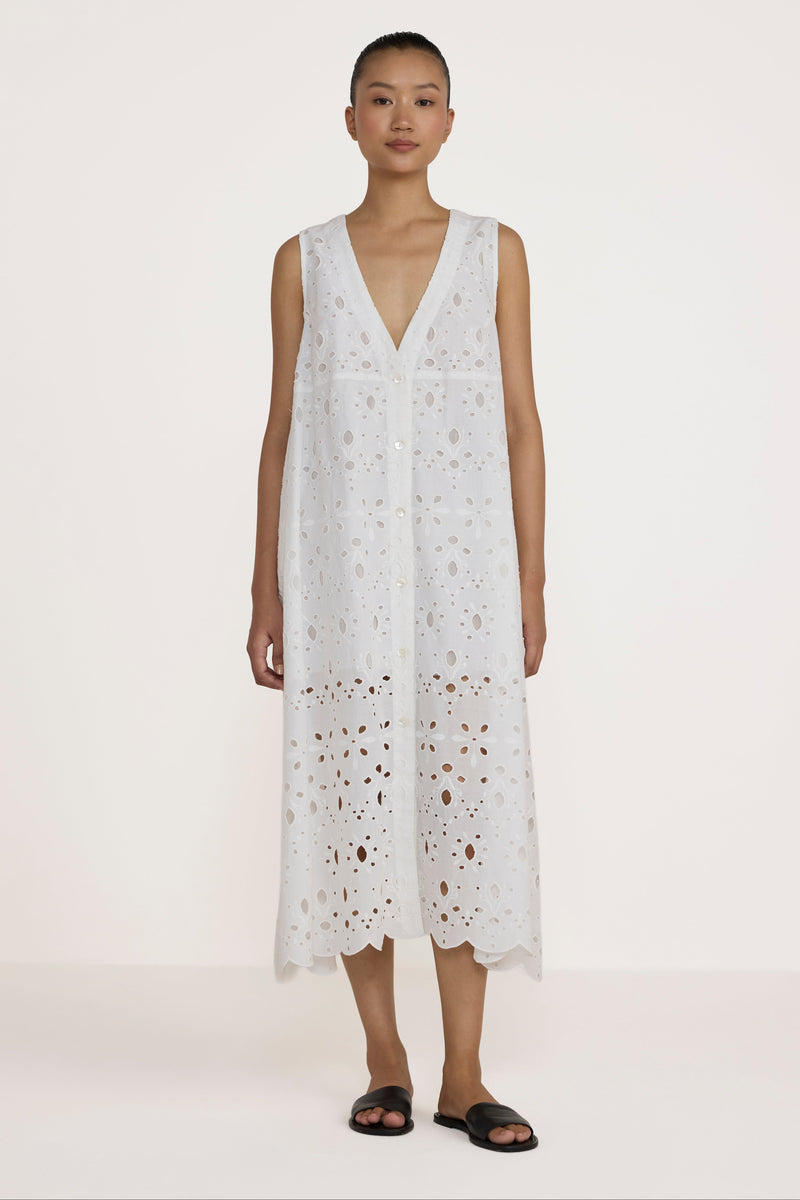 v neck cap sleeve midi dress Karen Kane Smocked Waist Button-Up Midi Dress