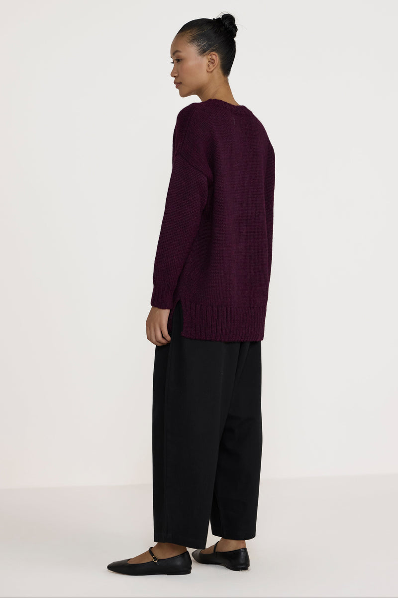Oversized Alpaca Sweater - Berry