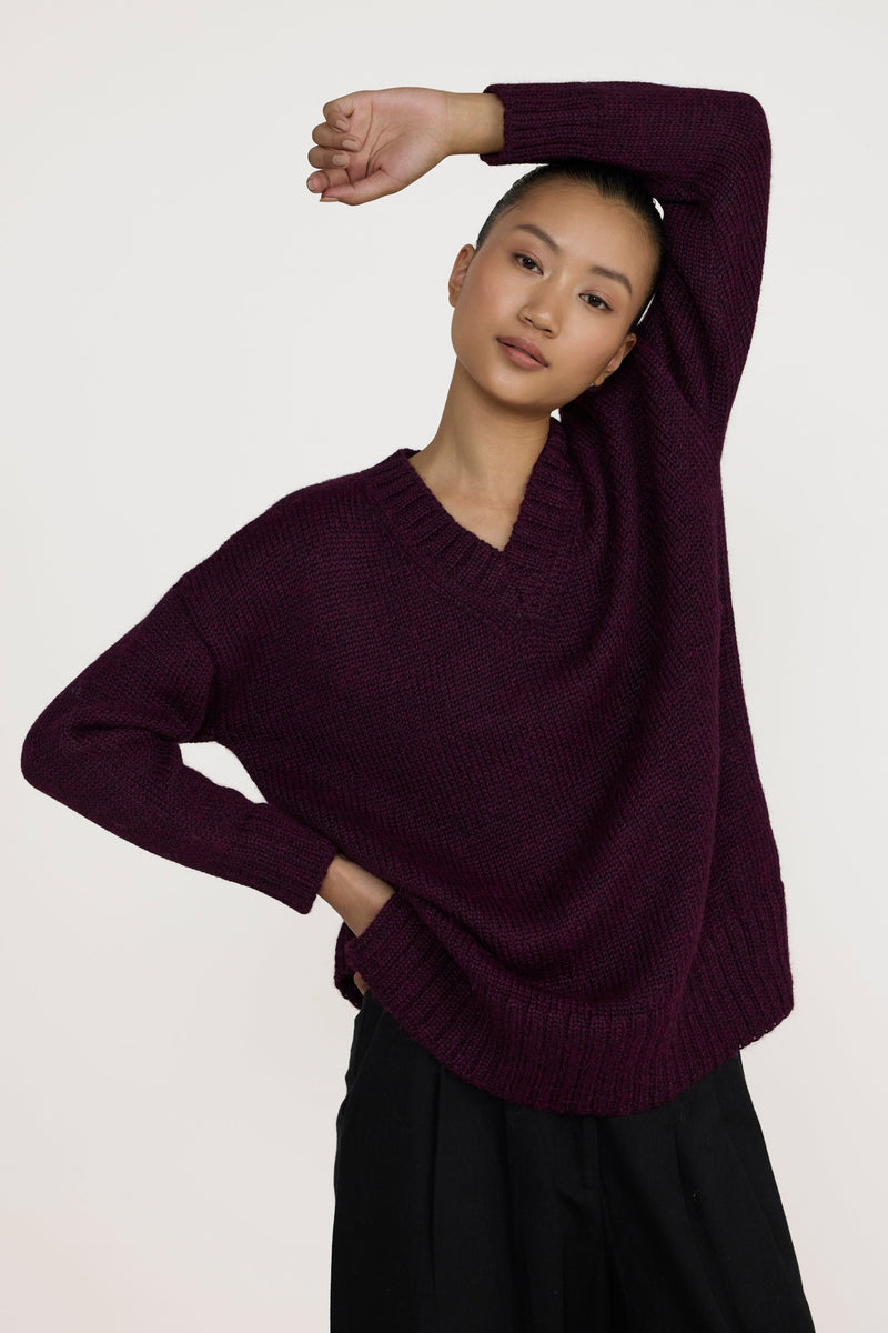 Oversized Alpaca Sweater - Berry