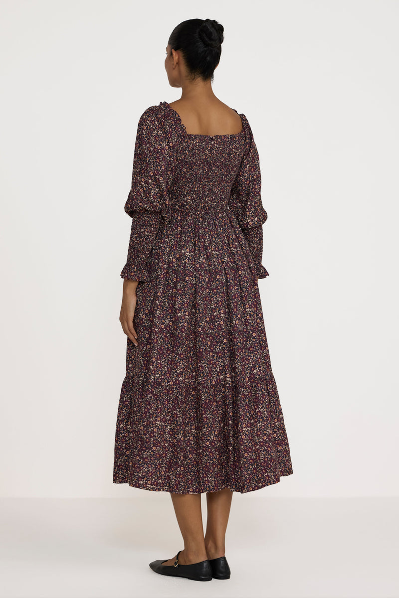 Shirred Bodice Dress - Floral