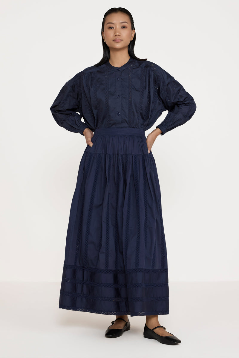 Relaxed Skirt - Navy Lace