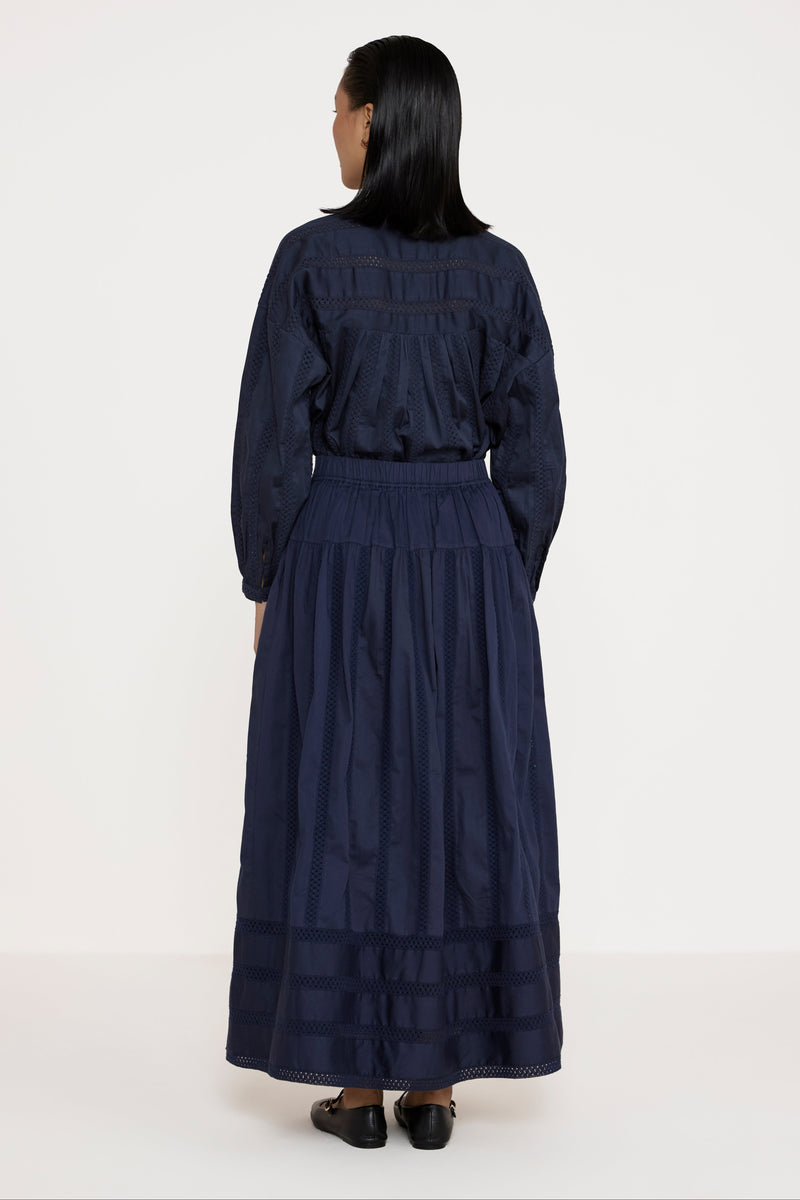 Relaxed Skirt - Navy Lace