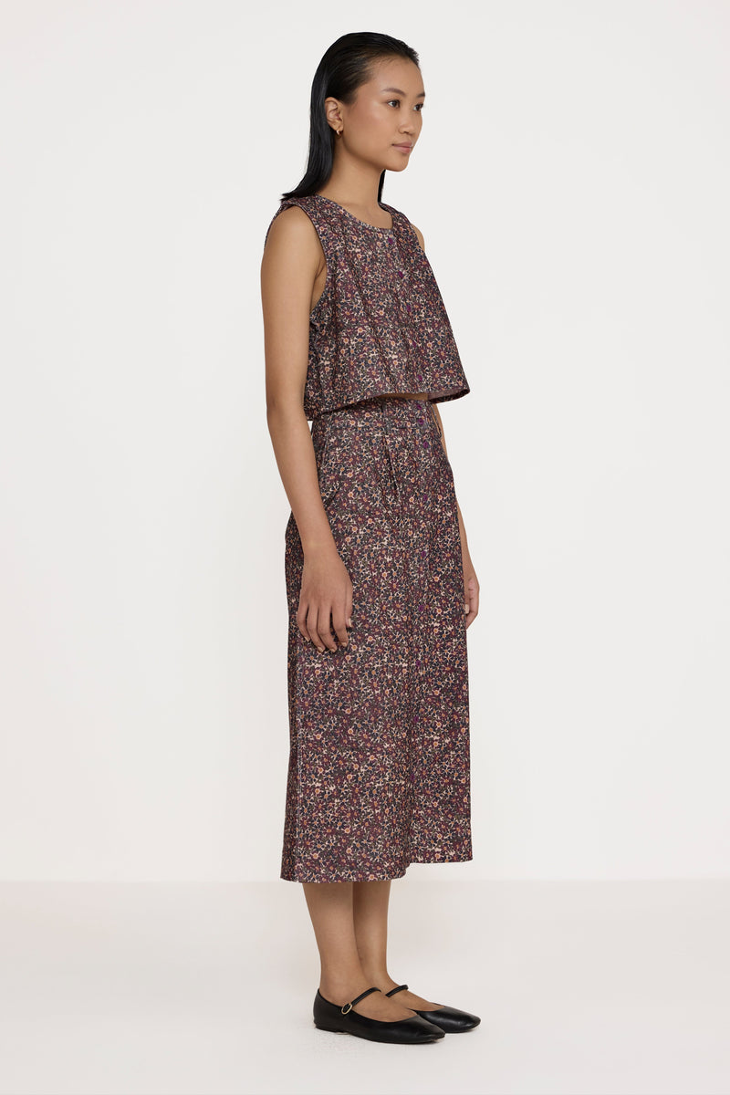 Aline Midi Skirt - Floral Corduroy
