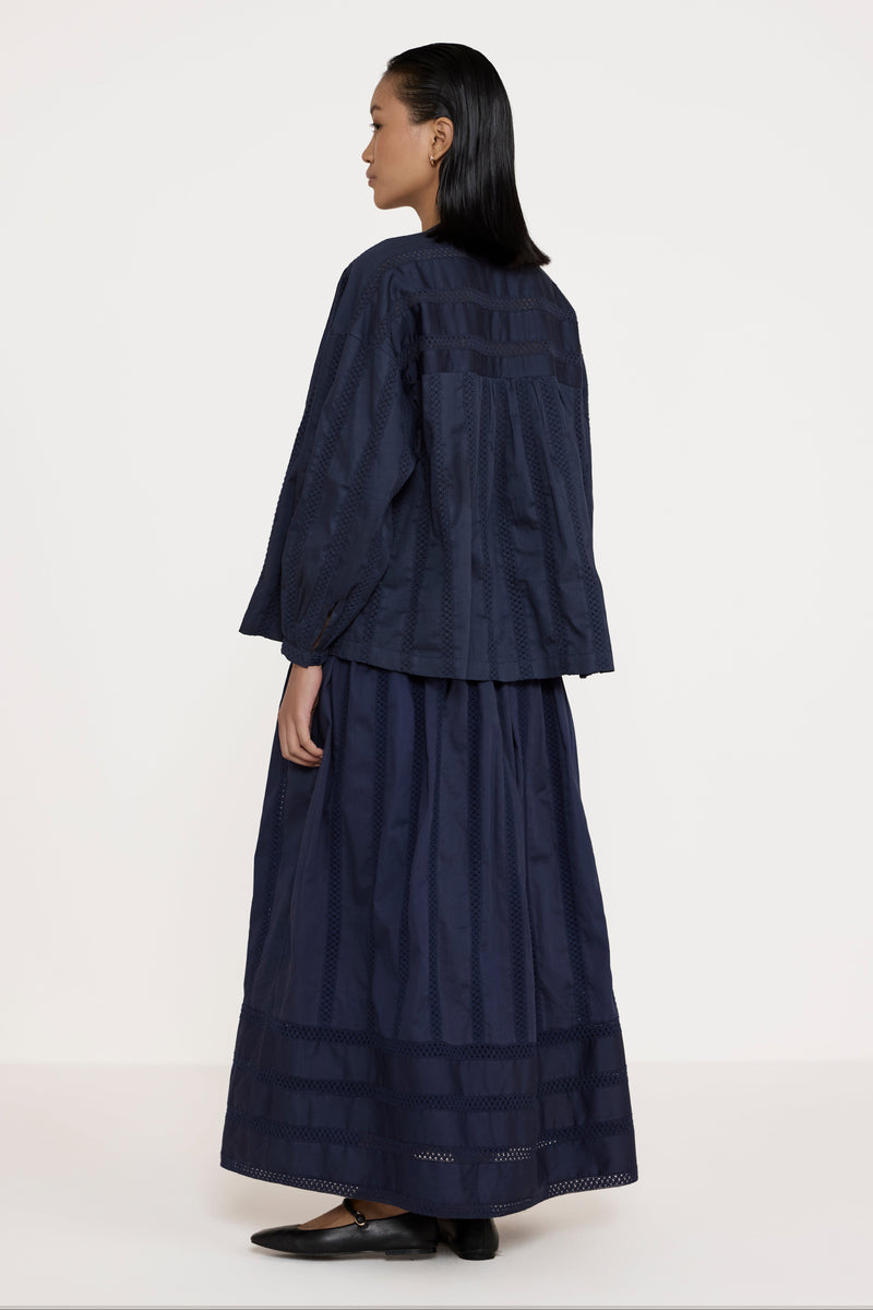 Relaxed Skirt - Navy Lace