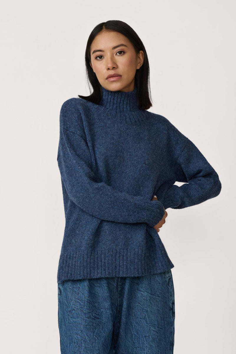 Totto Mock Turtleneck Sweater - Aegean Blue