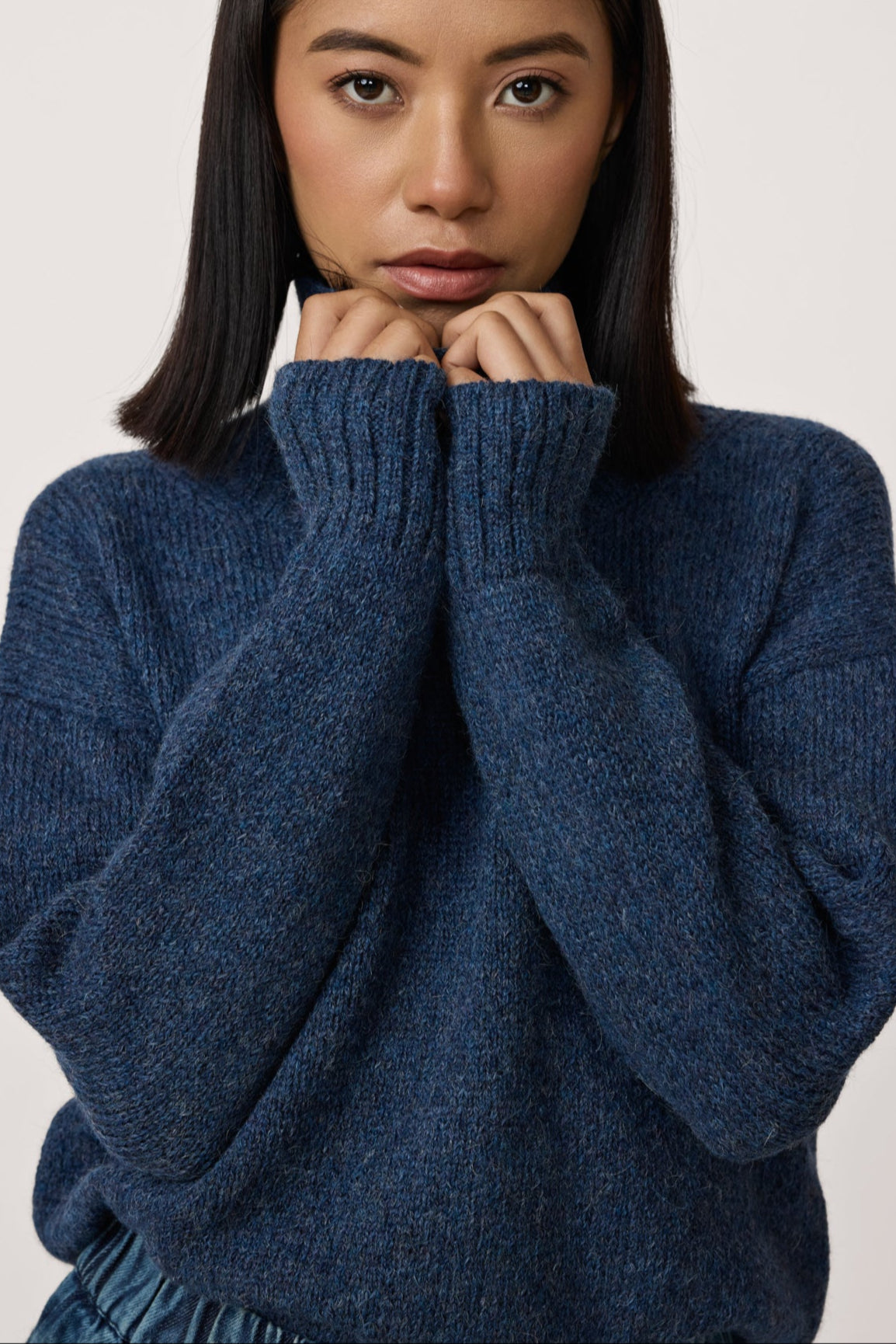 Totto Mock Turtleneck Sweater - Aegean Blue