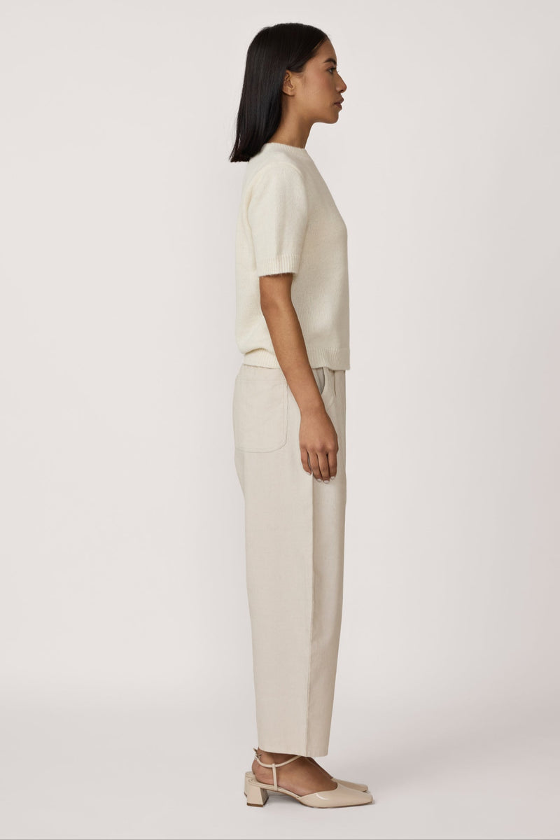 Barrel Leg Pant - Ivory Corduroy