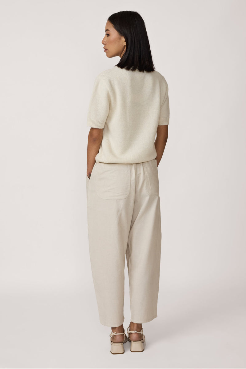 Barrel Leg Pant - Ivory Corduroy