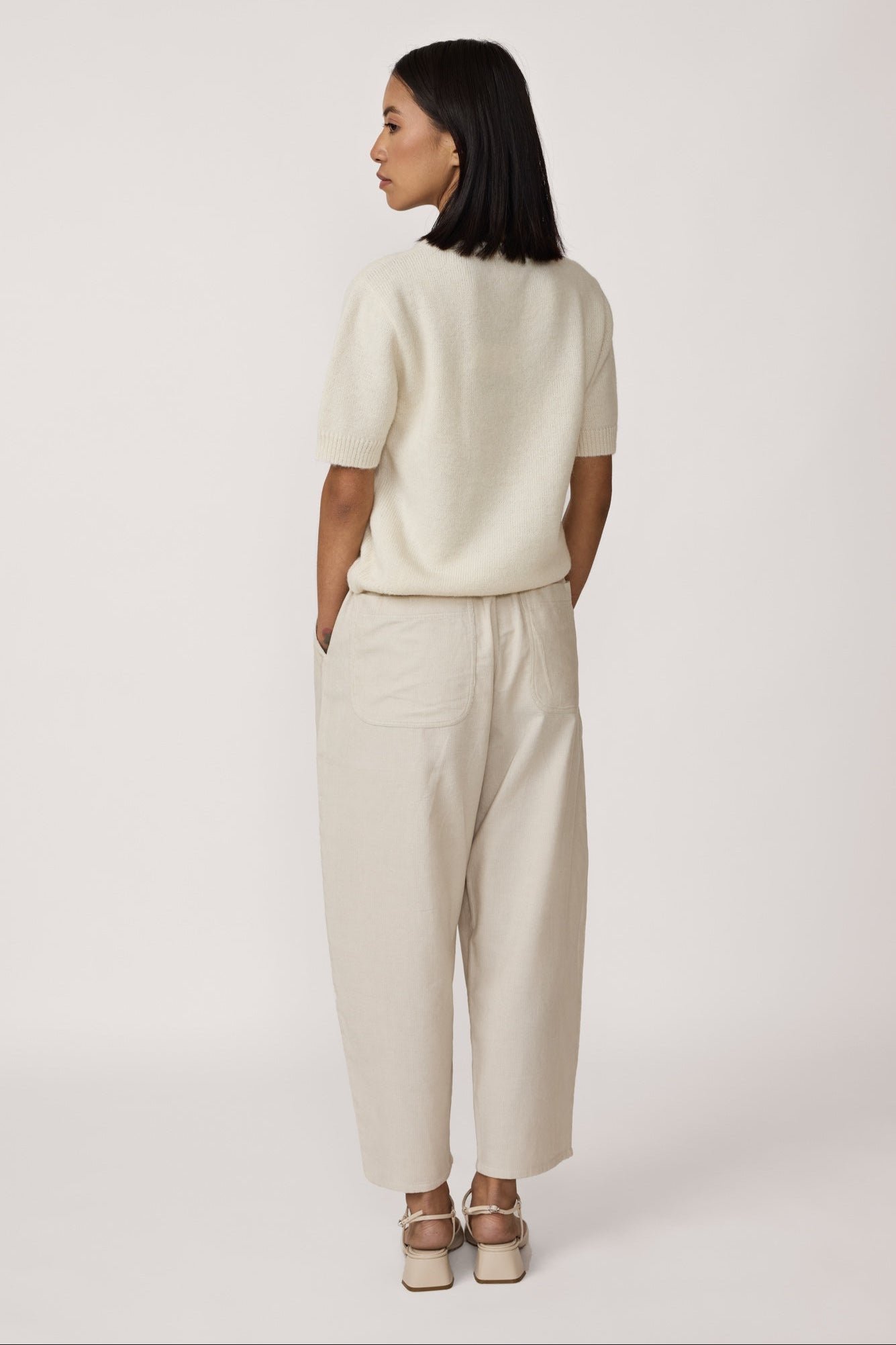 Barrel Leg Pant - Ivory Corduroy
