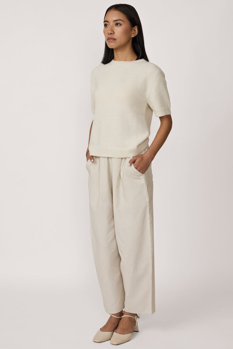 Barrel Leg Pant - Ivory Corduroy