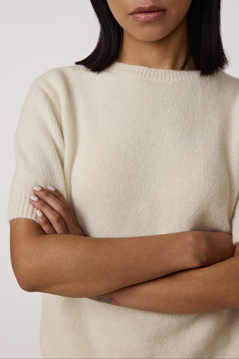 Row Sweater Tee - Ivory