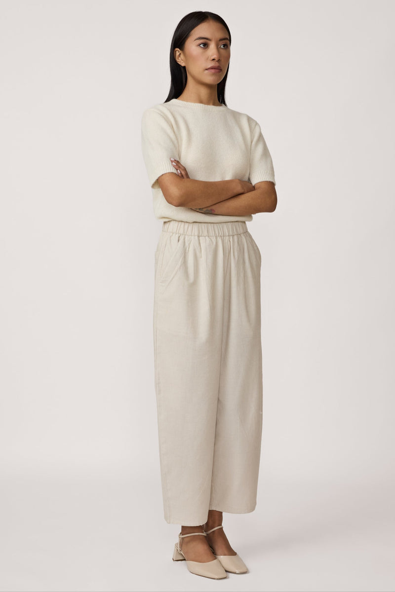 Barrel Leg Pant - Ivory Corduroy