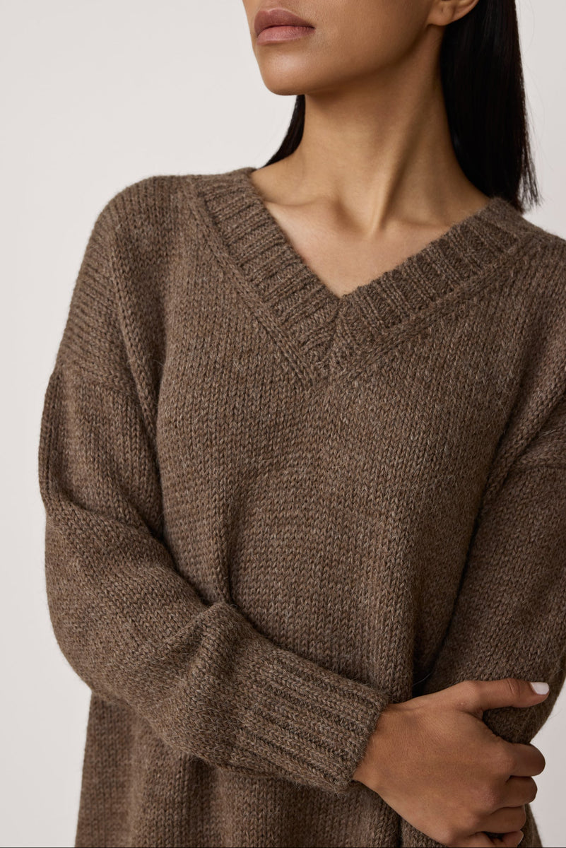 Oversized Alpaca Sweater - Nutty Brown