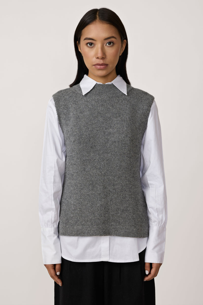 Mockneck Sweater Vest - Charcoal