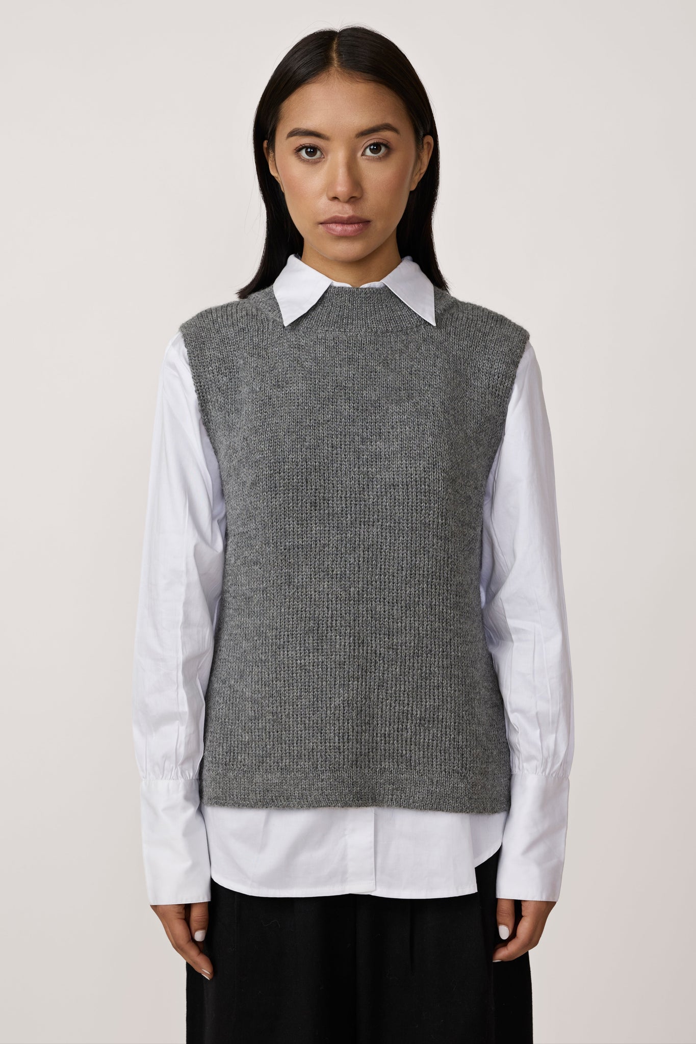 Mockneck Sweater Vest - Charcoal