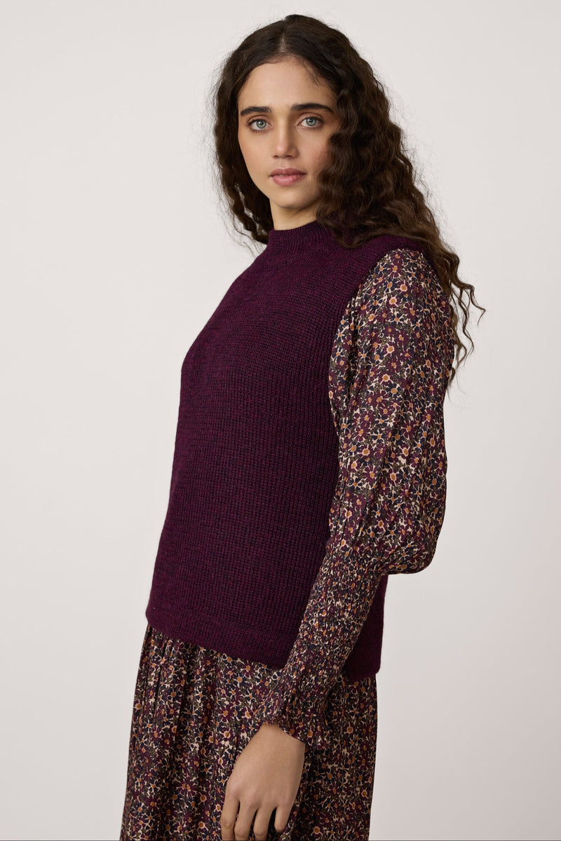 Mockneck Sweater Vest - Berry