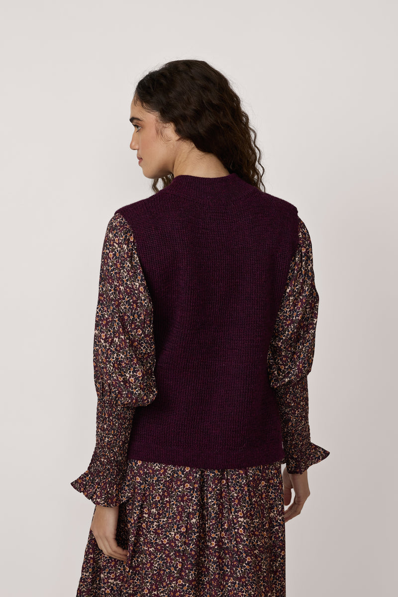 Mockneck Sweater Vest - Berry