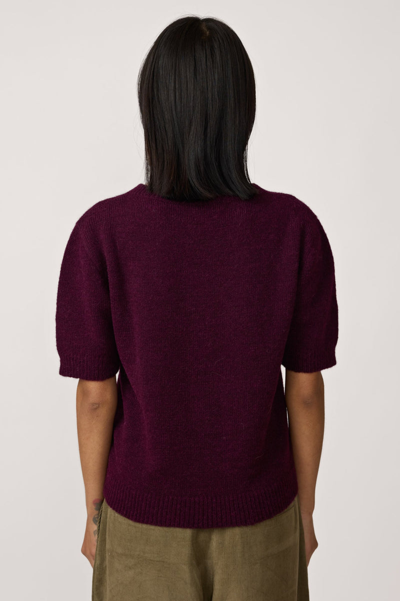 Row Sweater Tee - Berry