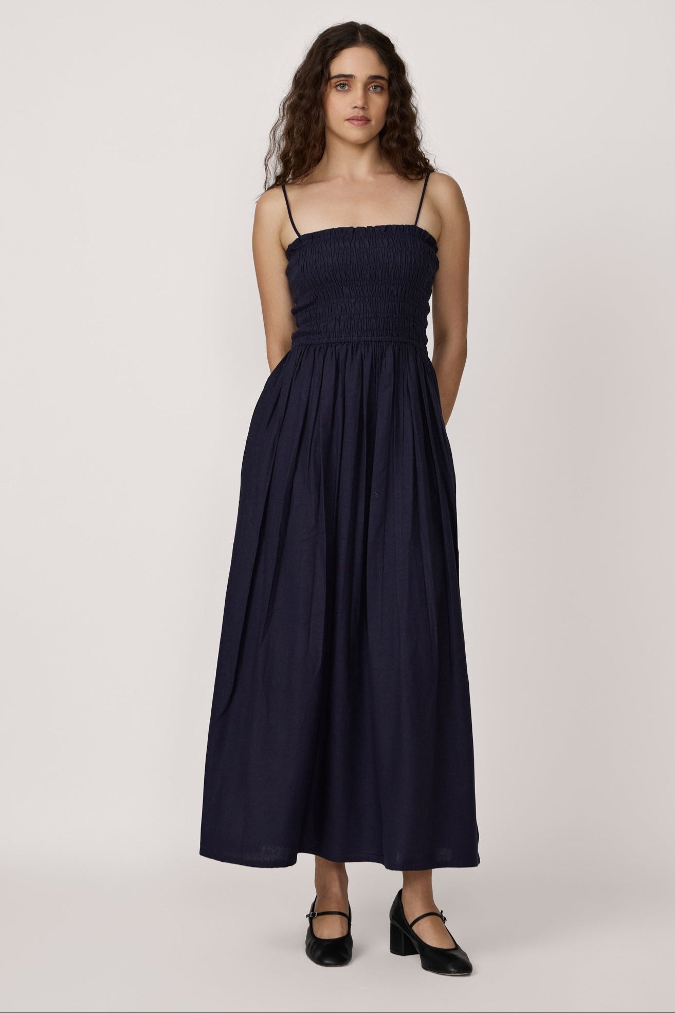 Strappy Bodice Dress - Navy