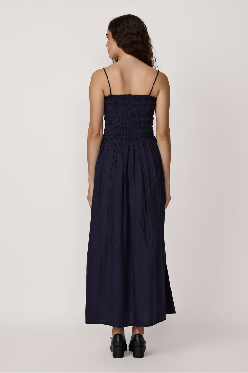 Strappy Bodice Dress - Navy