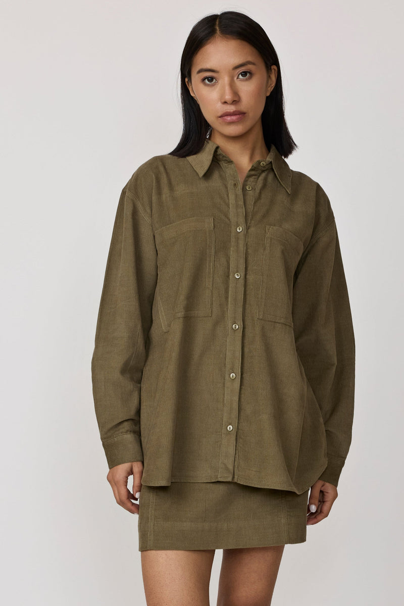 Classic Mini Skirt - Olive Corduroy