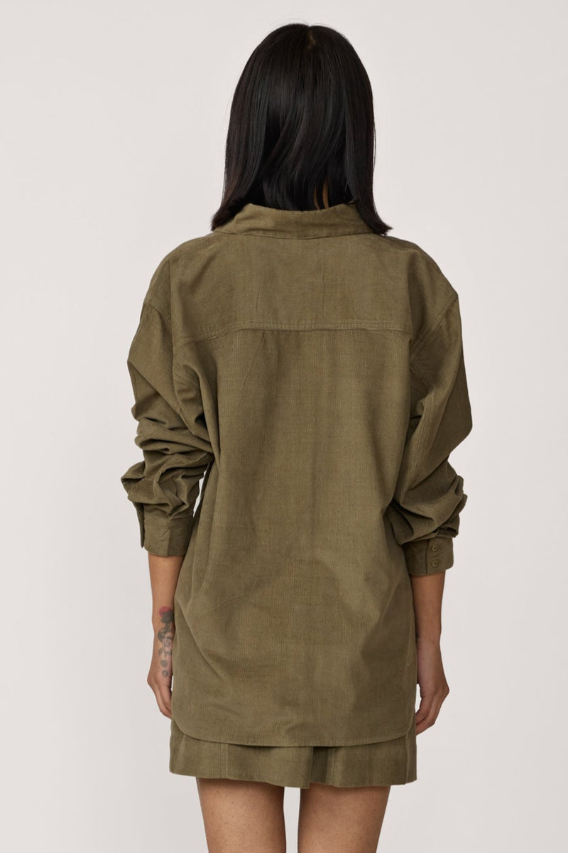 Boyfriend Shirt - Olive Corduroy