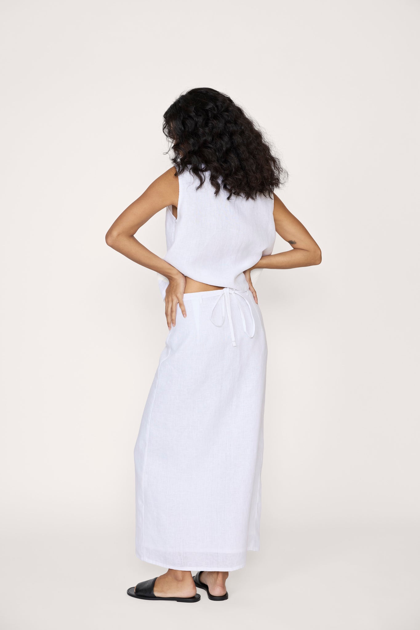 Wrap Skirt - White Linen - Sample