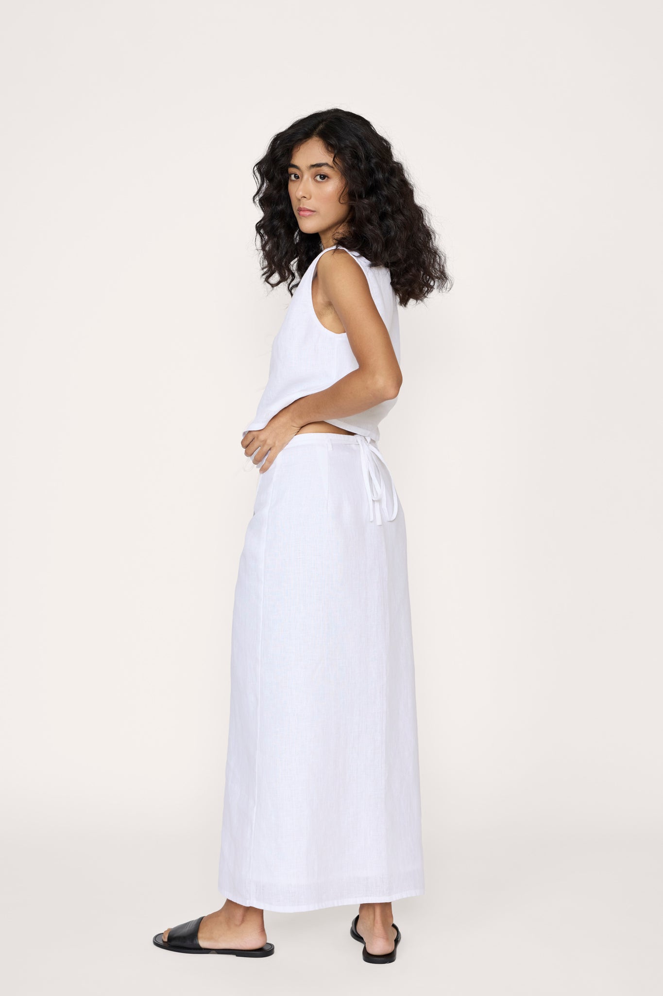 Wrap Skirt - White Linen - Sample