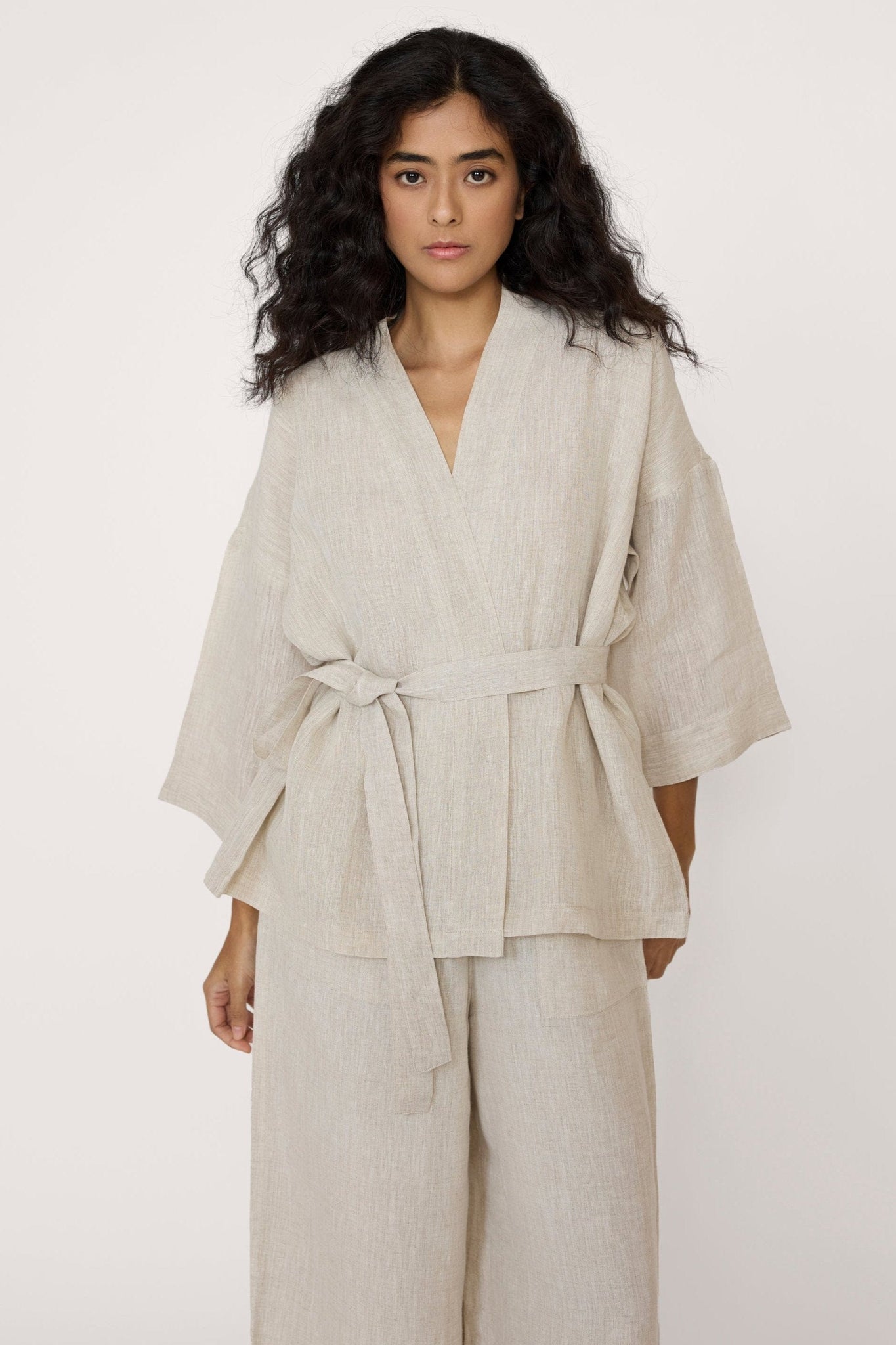 Linen Wrap Top - Natural