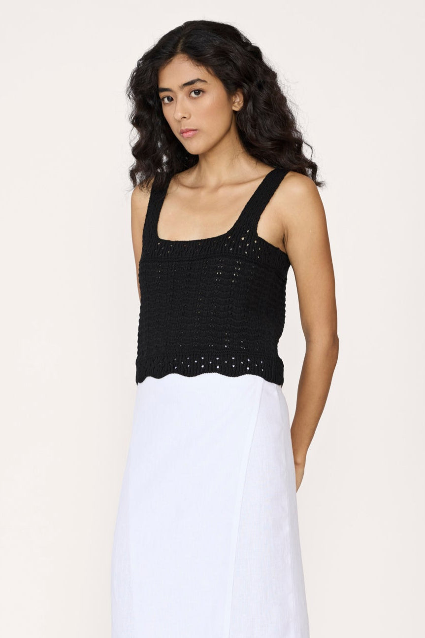 Lyric Crochet Crop Tank - Black