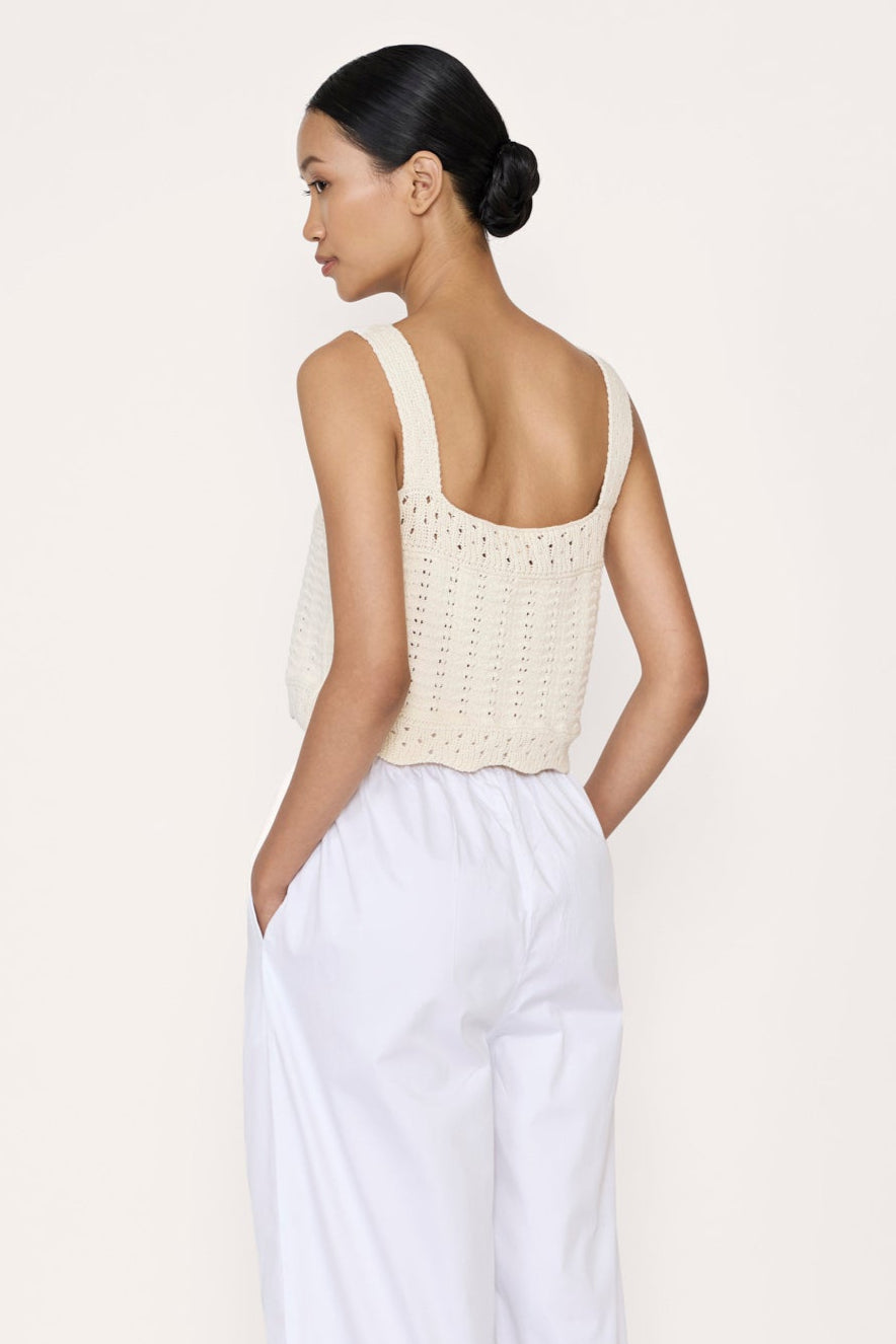 Lyric Crochet Crop Tank - Ecru