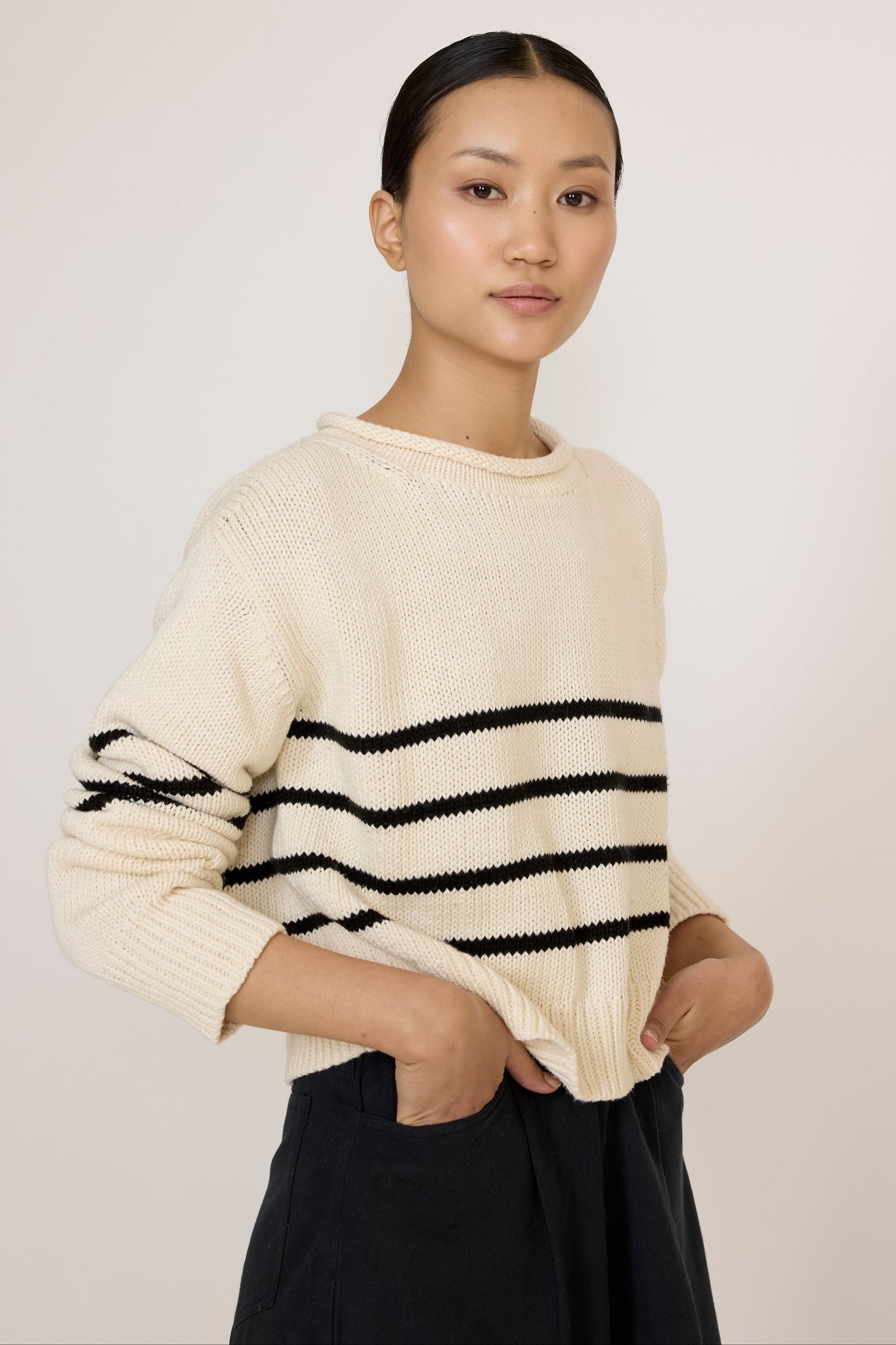 Cropped Field Sweater - Black Stripe – LAUDE the Label