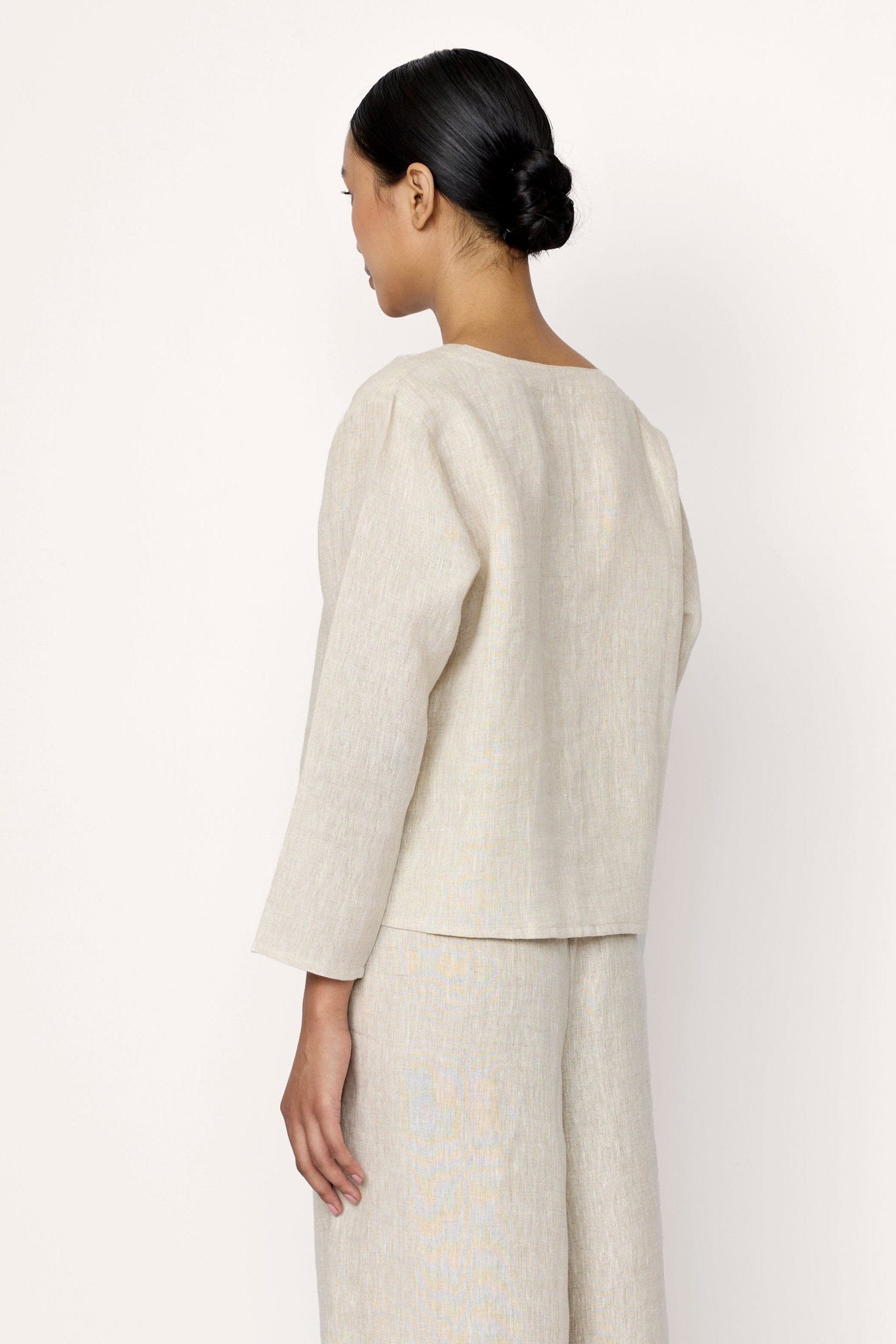 Tie Front Top - Natural Linen