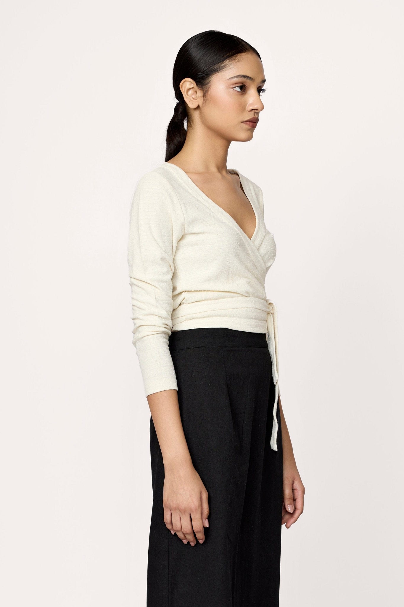 Ballet Wrap Top - Ivory Silk Noil