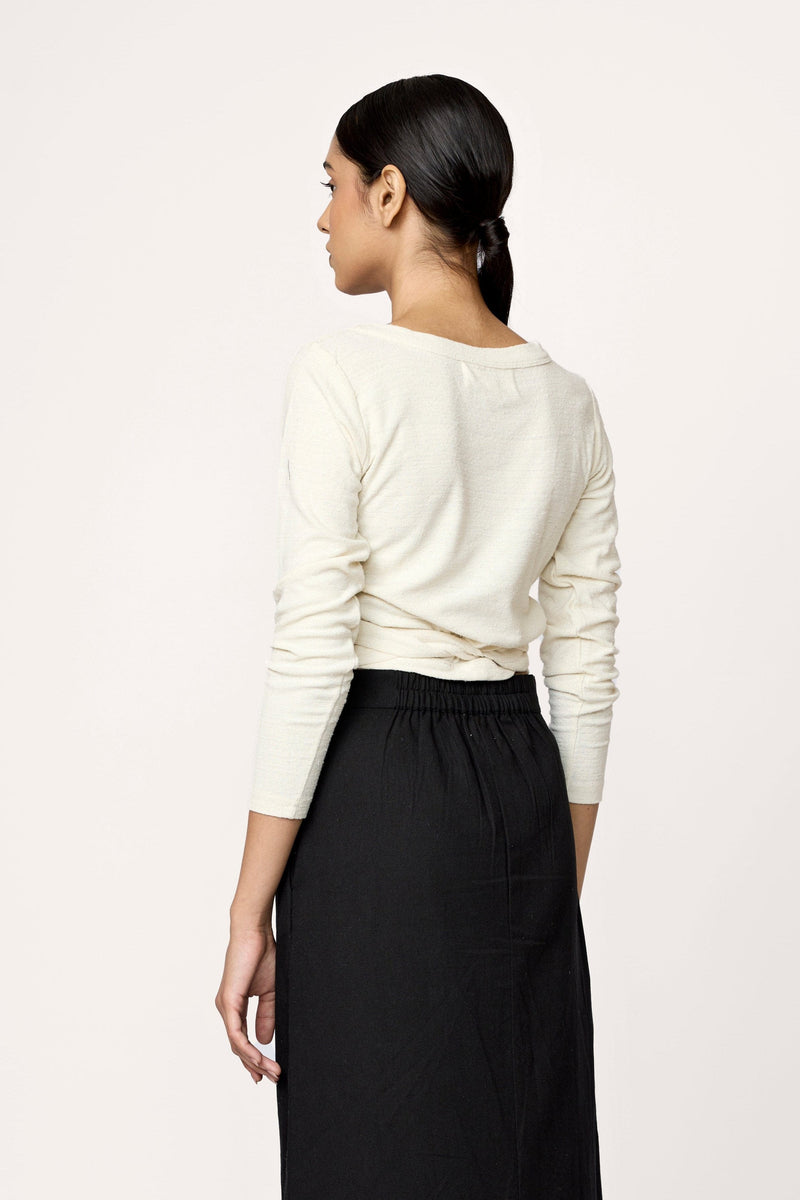 Ballet Wrap Top - Ivory Silk Noil