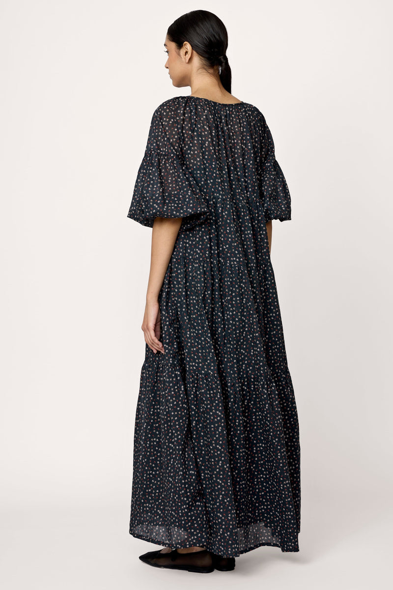 Voluminous Tiered Maxi Dress - Autumn Floral