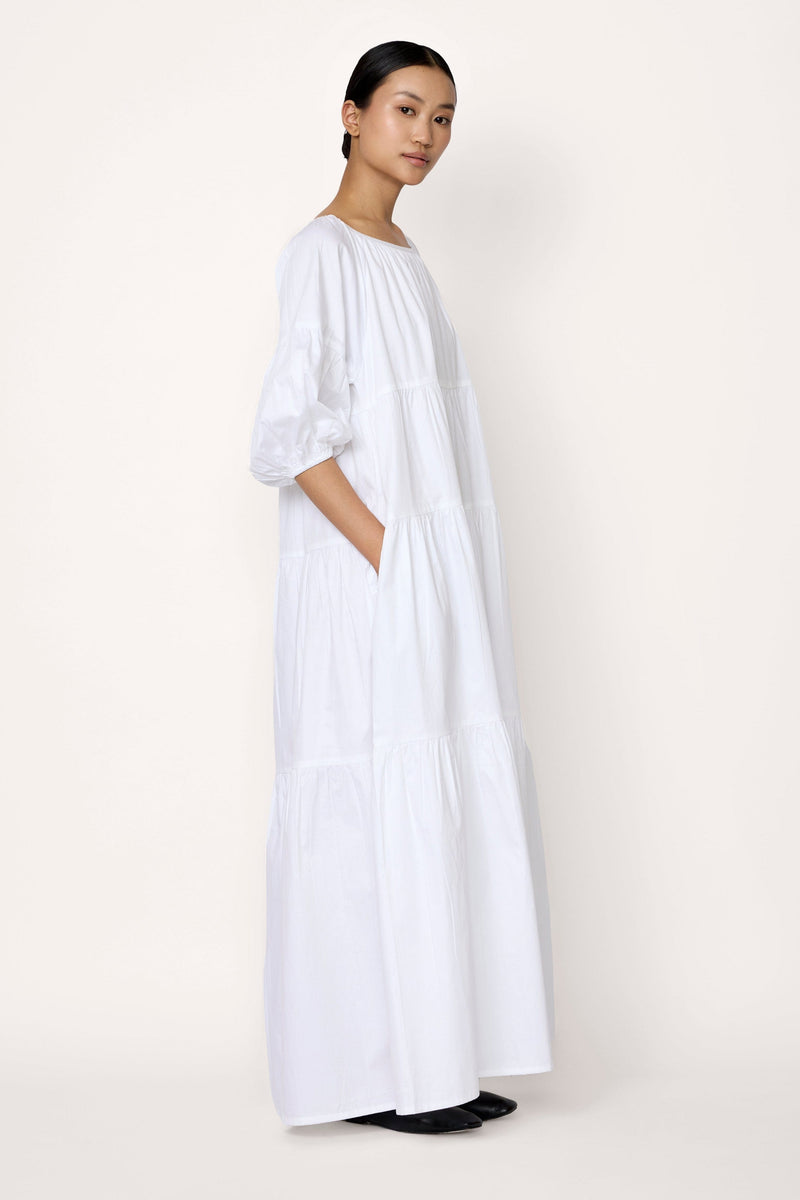 Voluminous Tiered Maxi Dress - White