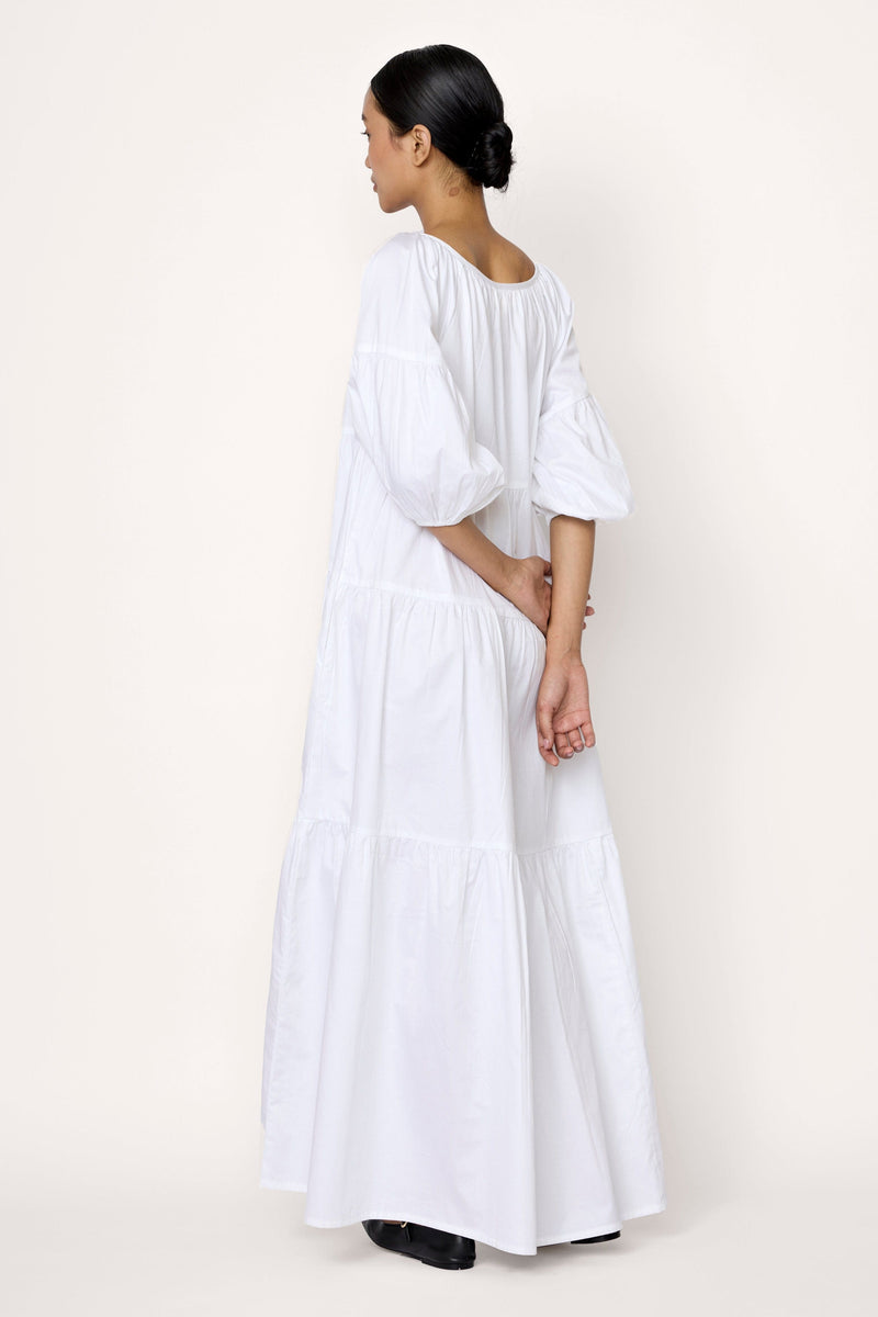 Voluminous Tiered Maxi Dress - White