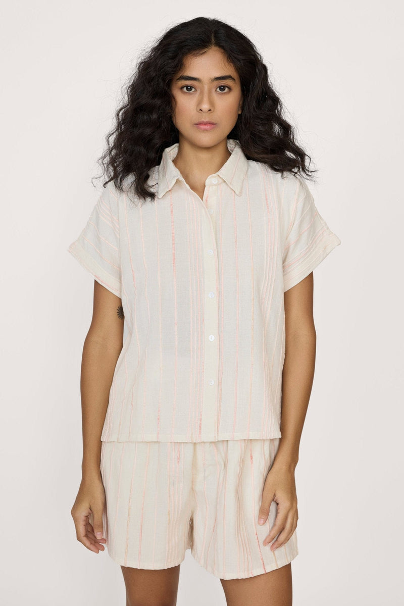 Relaxed Short Sleeve Shirt - Botanical Stripe