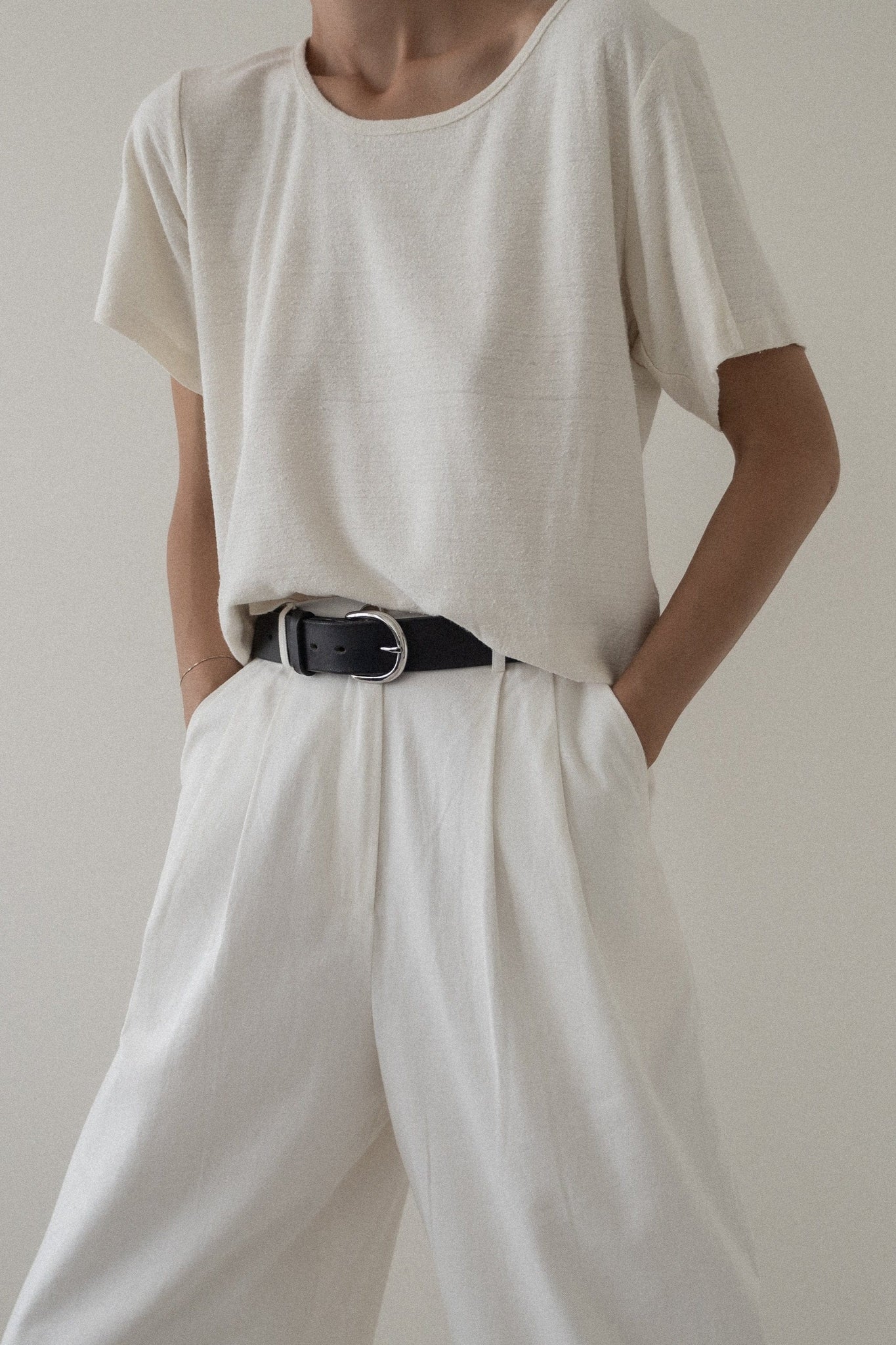 Cropped Crew T-Shirt - Ivory Silk Noil