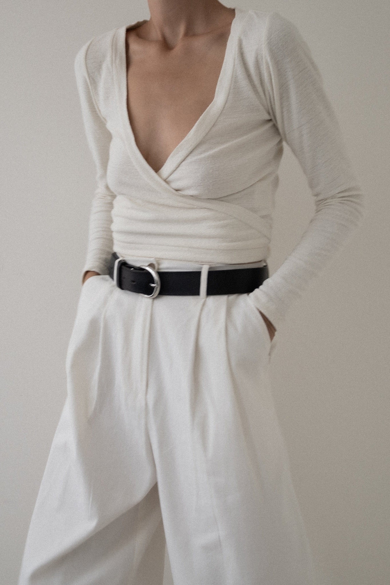 Ballet Wrap Top - Ivory Silk Noil