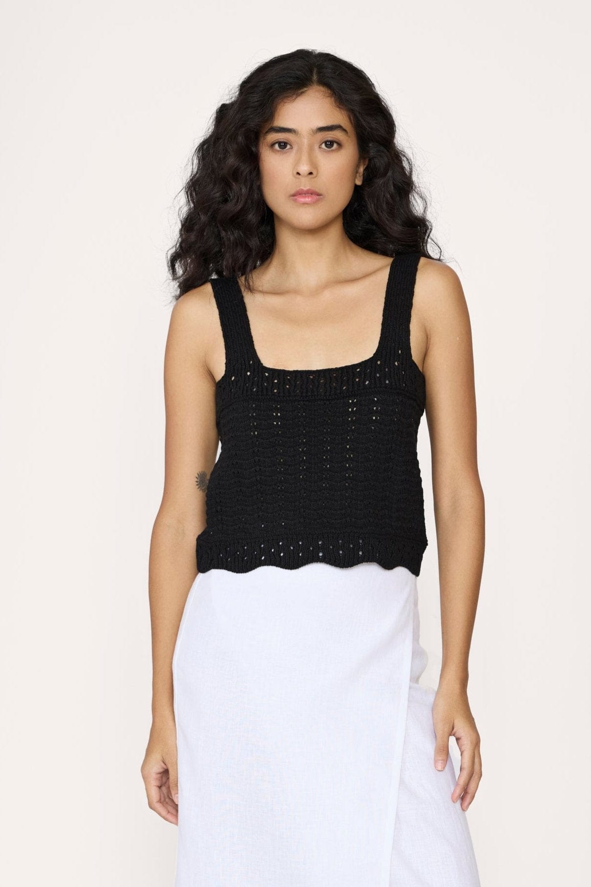 Lyric Crochet Crop Tank - Black