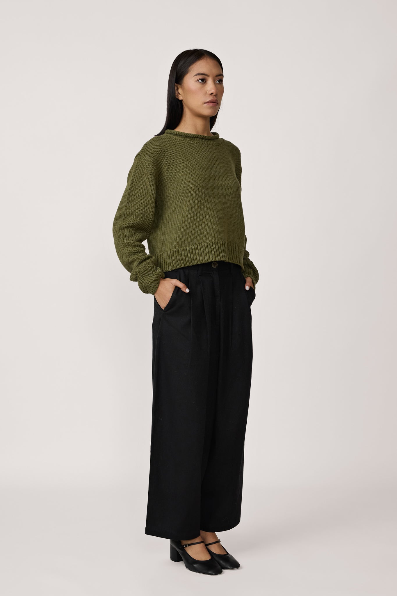 Boyfriend Pant - Black Cotton
