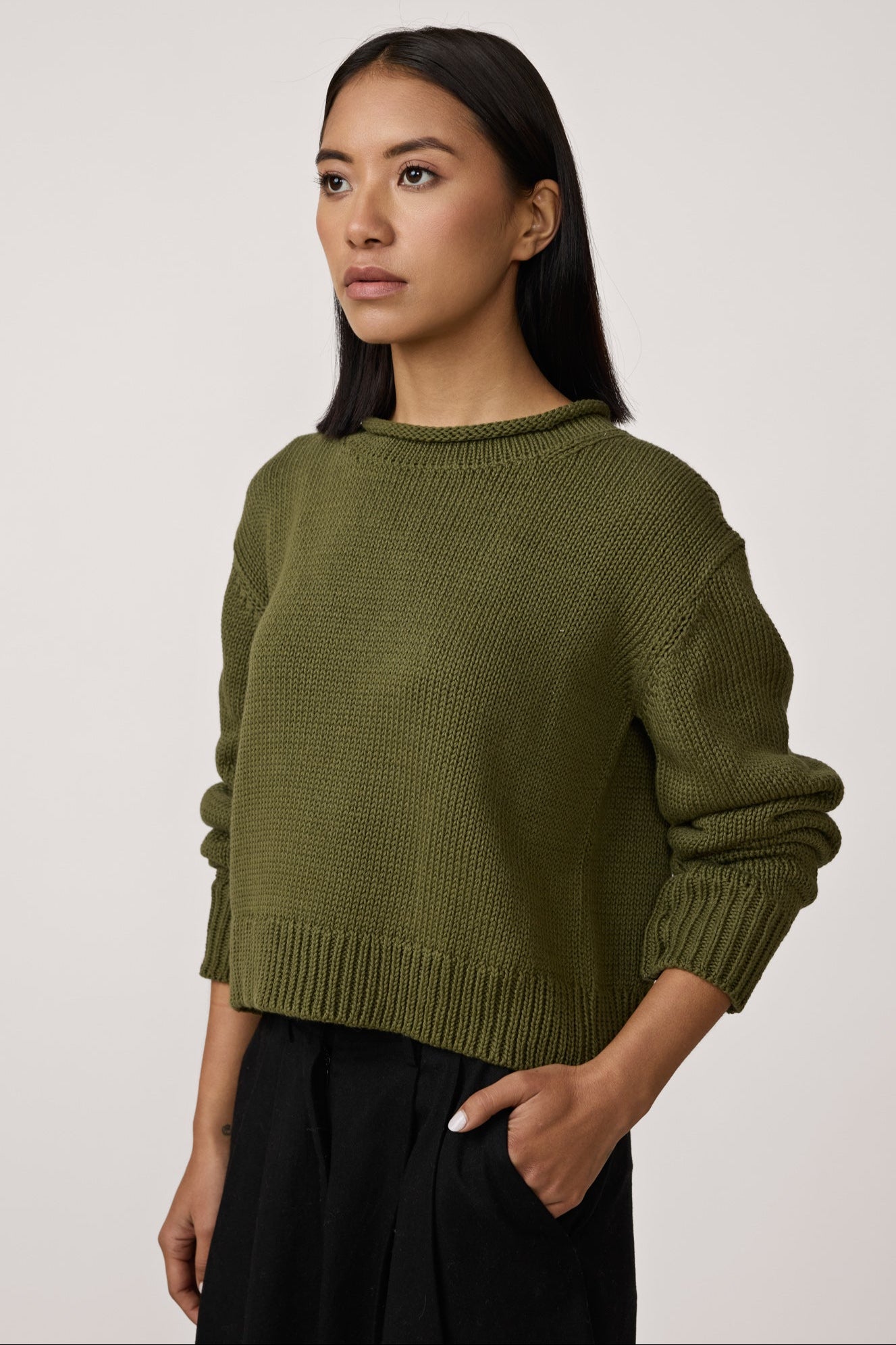 Mare Rolled Neck Sweater - Olive