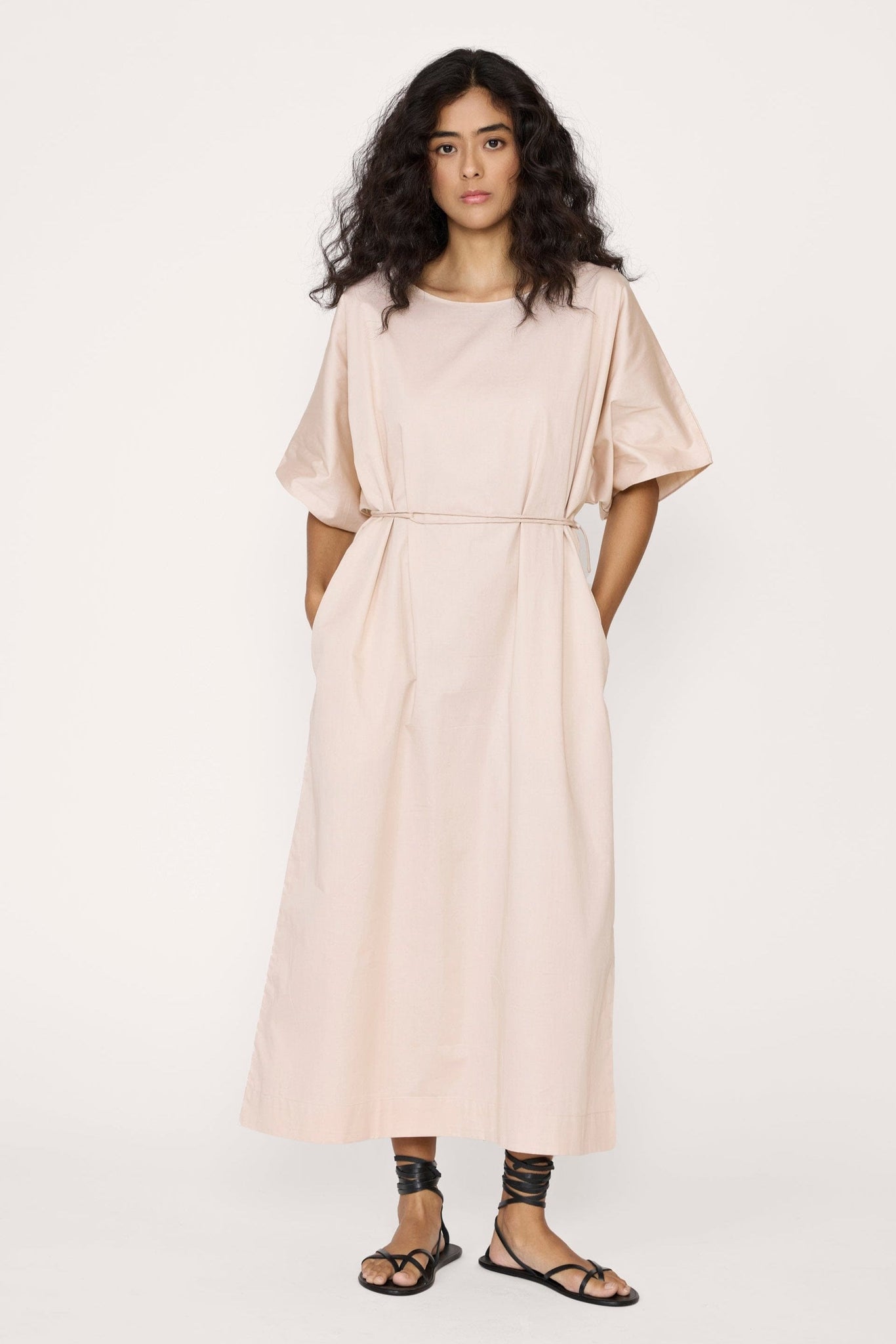 Oversized Midi Dress - Sand Poplin - Sample