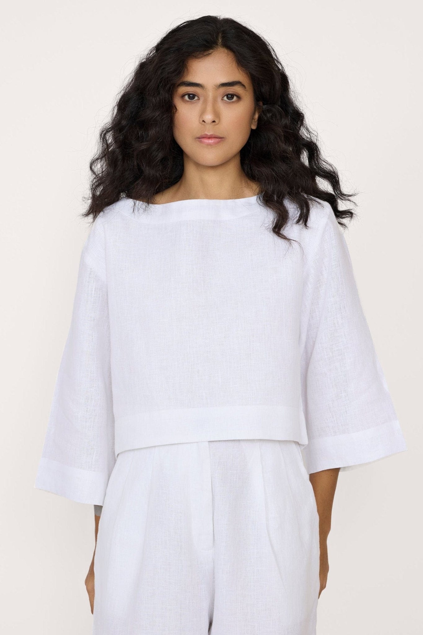 Popover Top - White Linen